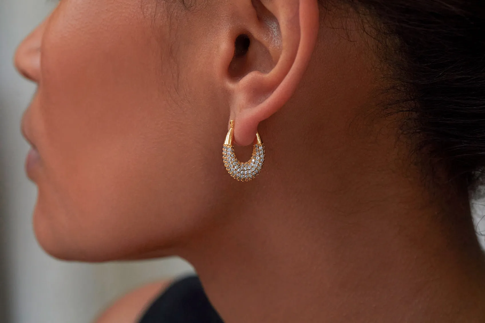 CZ Chubby Oval Hoops sold by Estella Bartlett product image thumbnail 4