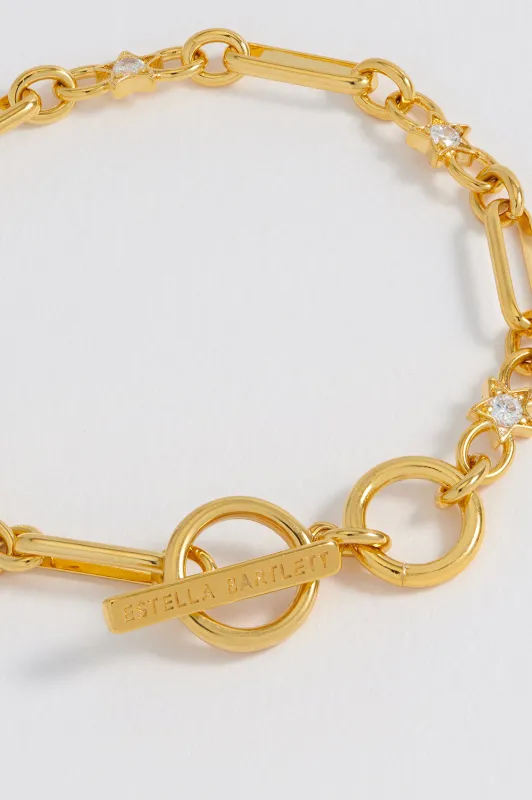 Star-Studded Paperclip Link T-Bar Bracelet made by Estella Bartlett
