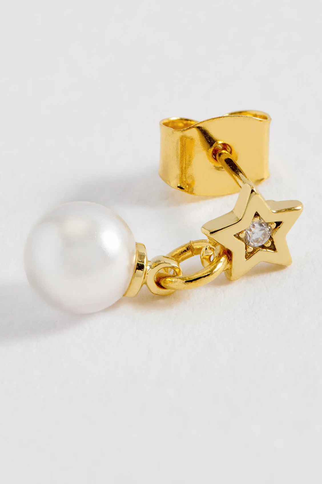 Pearl and CZ Star Drop Stud Earrings sold by Estella Bartlett product image thumbnail 4