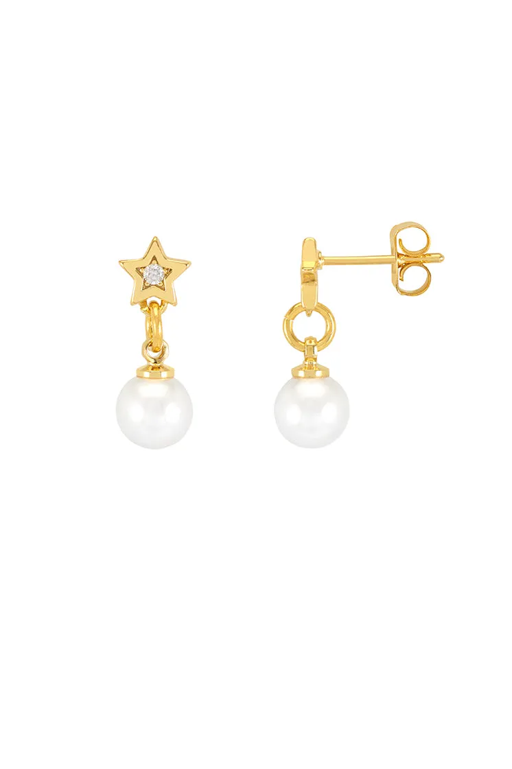 Pearl and CZ Star Drop Stud Earrings sold by Estella Bartlett product image thumbnail 3