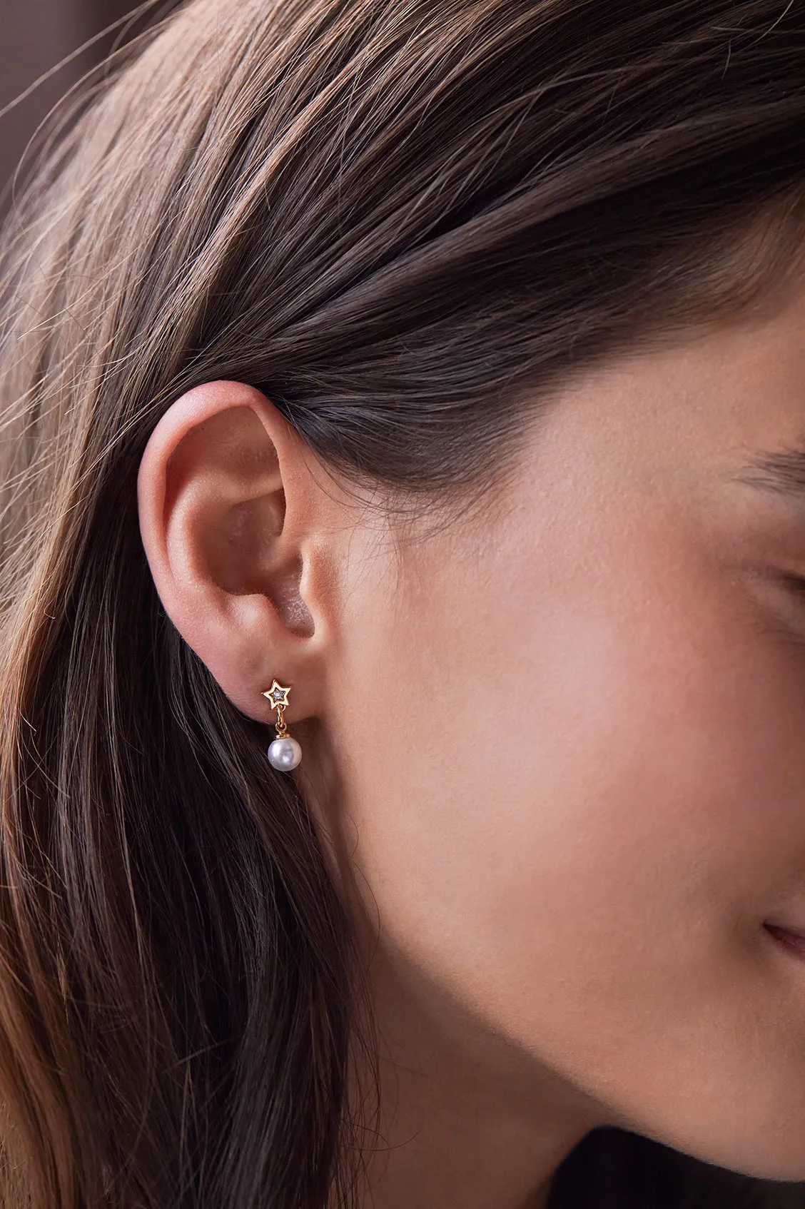 Pearl and CZ Star Drop Stud Earrings sold by Estella Bartlett product image thumbnail 2