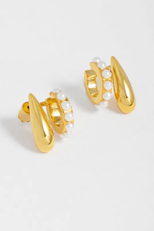 Illusion Pearl and Droplet Hoop Earrings made by Estella Bartlett