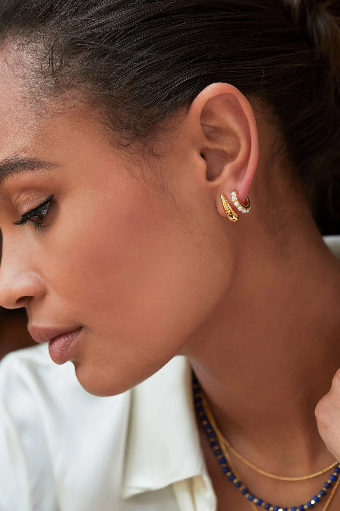Illusion Pearl and Droplet Hoop Earrings sold by Estella Bartlett product image thumbnail 2