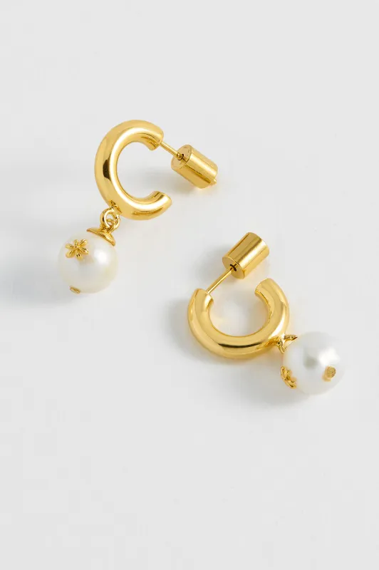 Floral Pearl Drop Hoops made by Estella Bartlett
