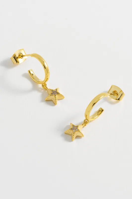 CZ Star Drop Hoops made by Estella Bartlett