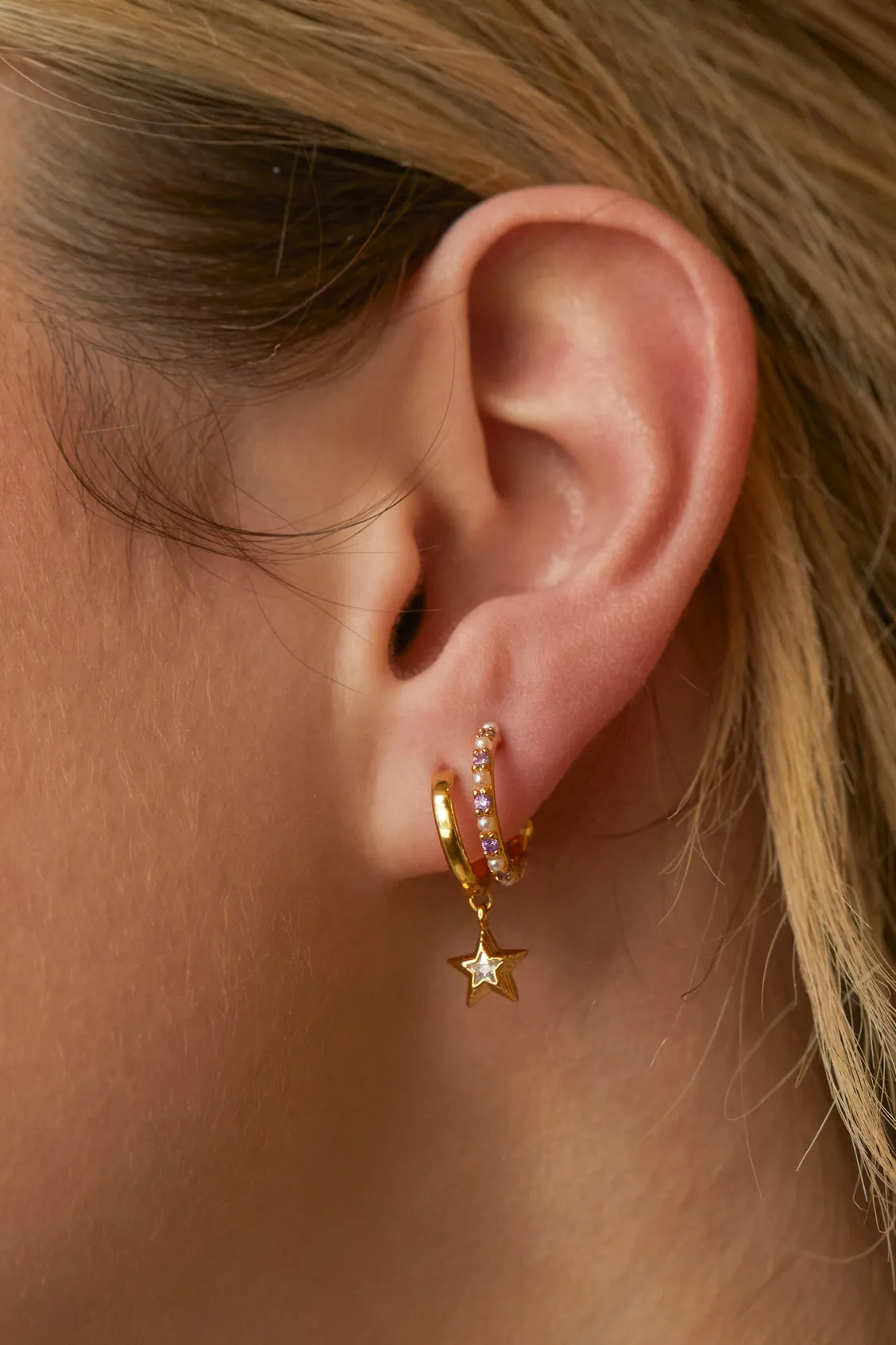 CZ Star Drop Hoops sold by Estella Bartlett product image thumbnail 2