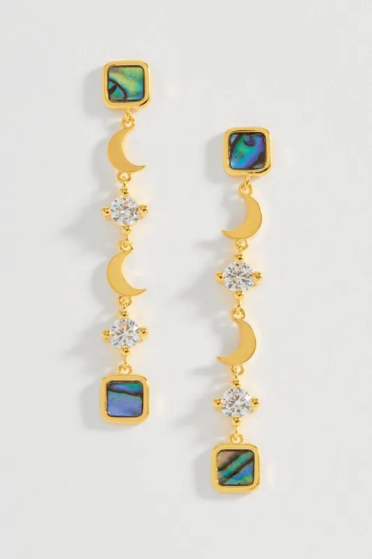 Abalone CZ Moon Drop Earrings made by Estella Bartlett