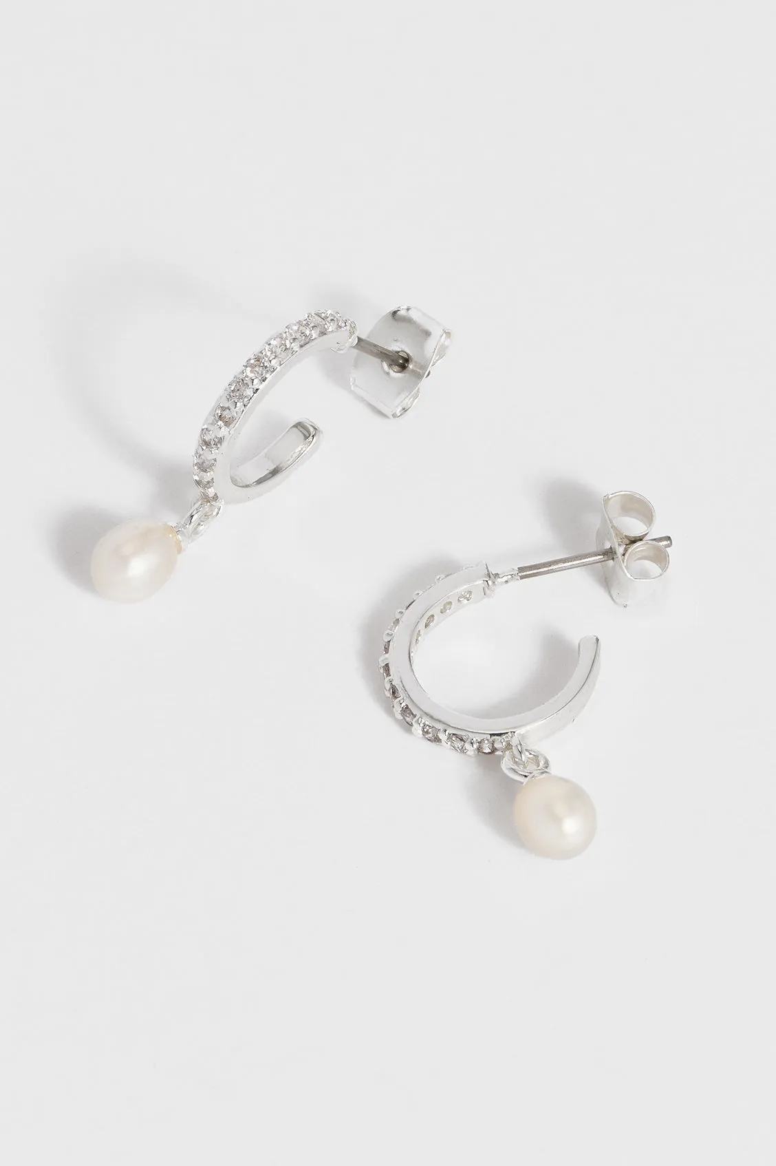 Pearl CZ Hoops sold by Estella Bartlett