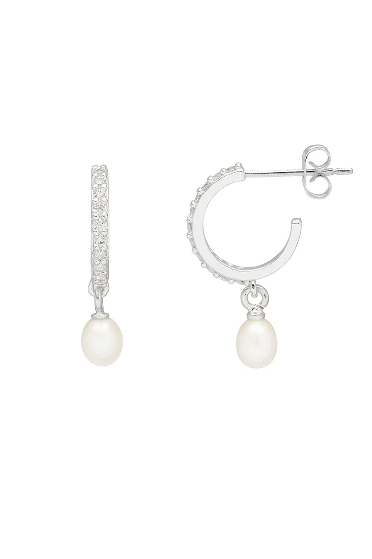 Pearl CZ Hoops sold by Estella Bartlett product image thumbnail 3