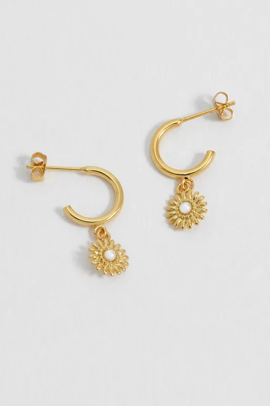 Flower and Pearl Charm Hoops made by Estella Bartlett