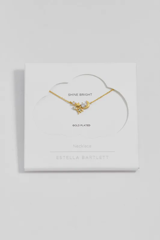 CZ Moon and Stars Cluster Necklace made by Estella Bartlett