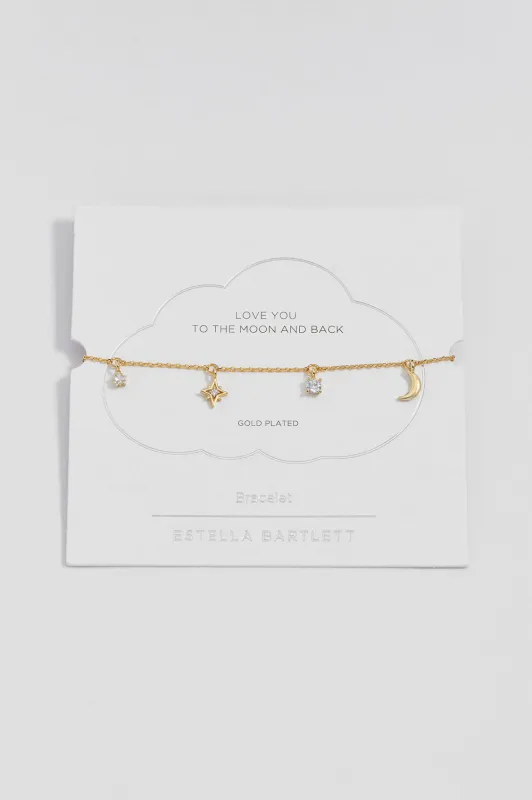 CZ Moon and Stars Charm Bracelet made by Estella Bartlett