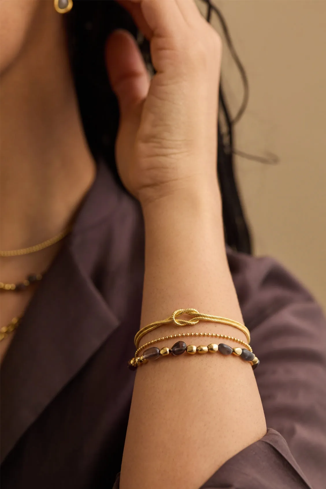 Snake Chain Double Knot T-Bar Bracelet sold by Estella Bartlett product image thumbnail 2