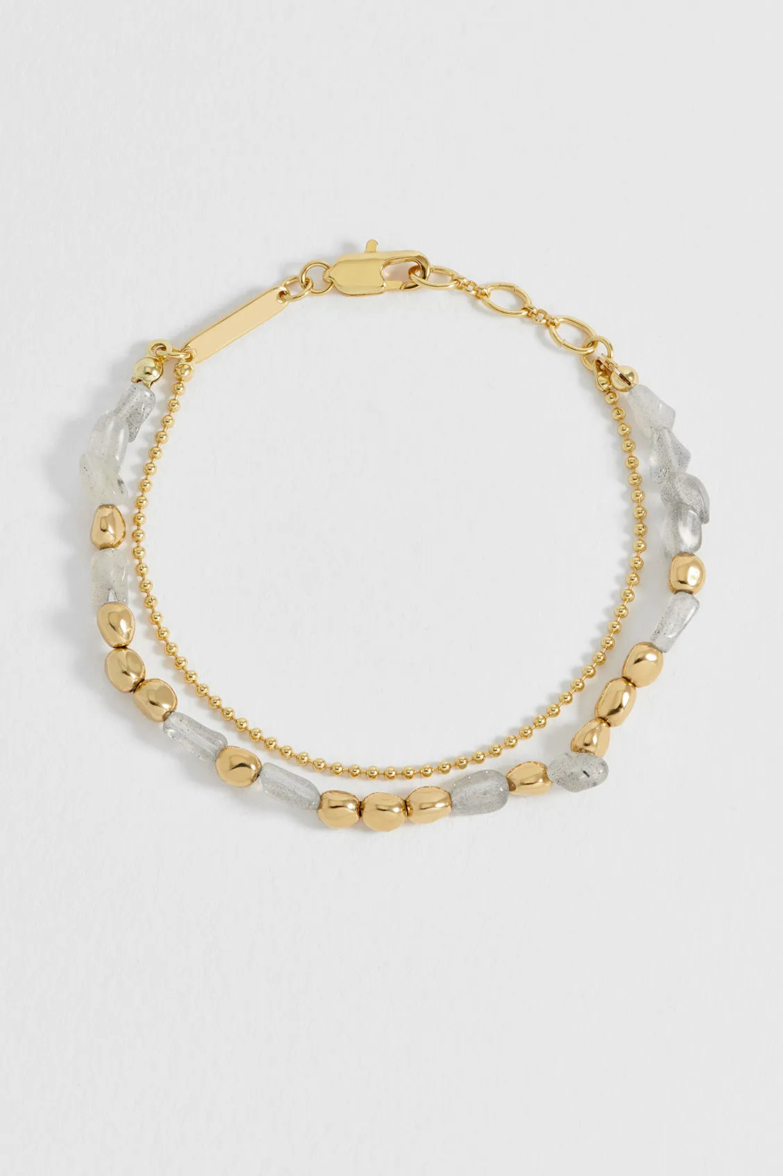 Pebble Labradorite Double Chain Bracelet sold by Estella Bartlett