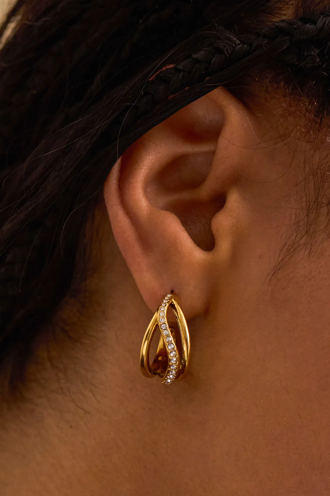 Twisted CZ Hoop Earrings sold by Estella Bartlett product image thumbnail 2