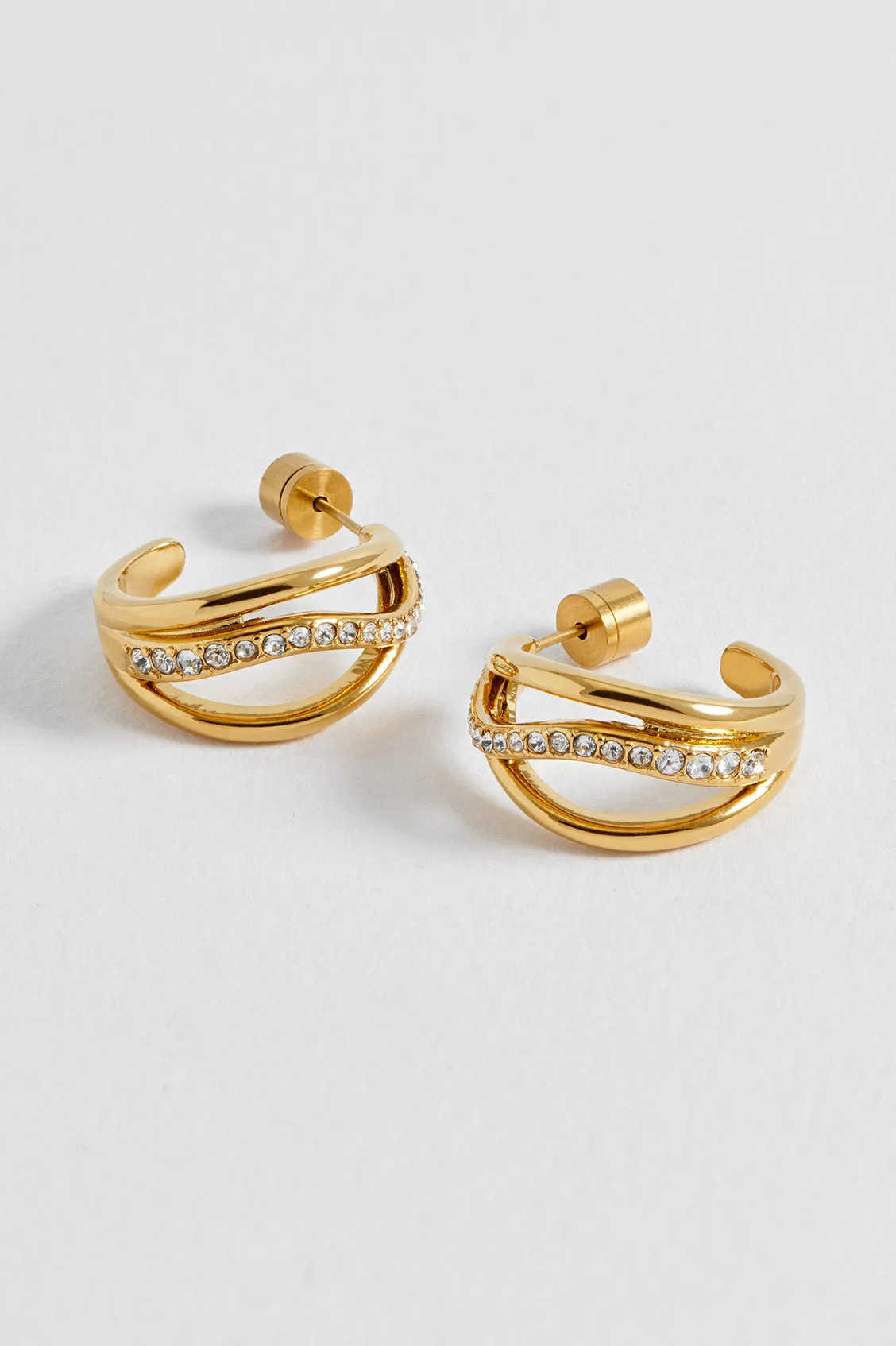 Twisted CZ Hoop Earrings sold by Estella Bartlett product image thumbnail 4