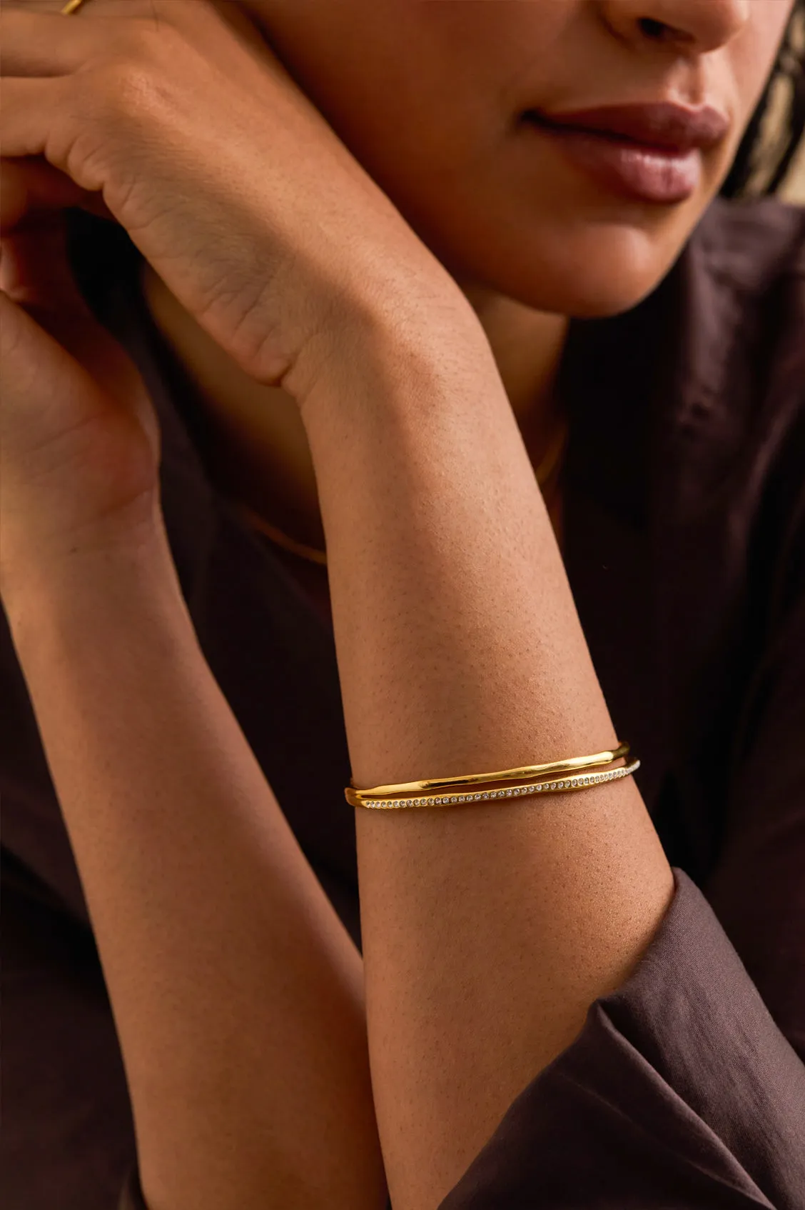 Molten CZ Pave Double Bangle sold by Estella Bartlett product image thumbnail 2