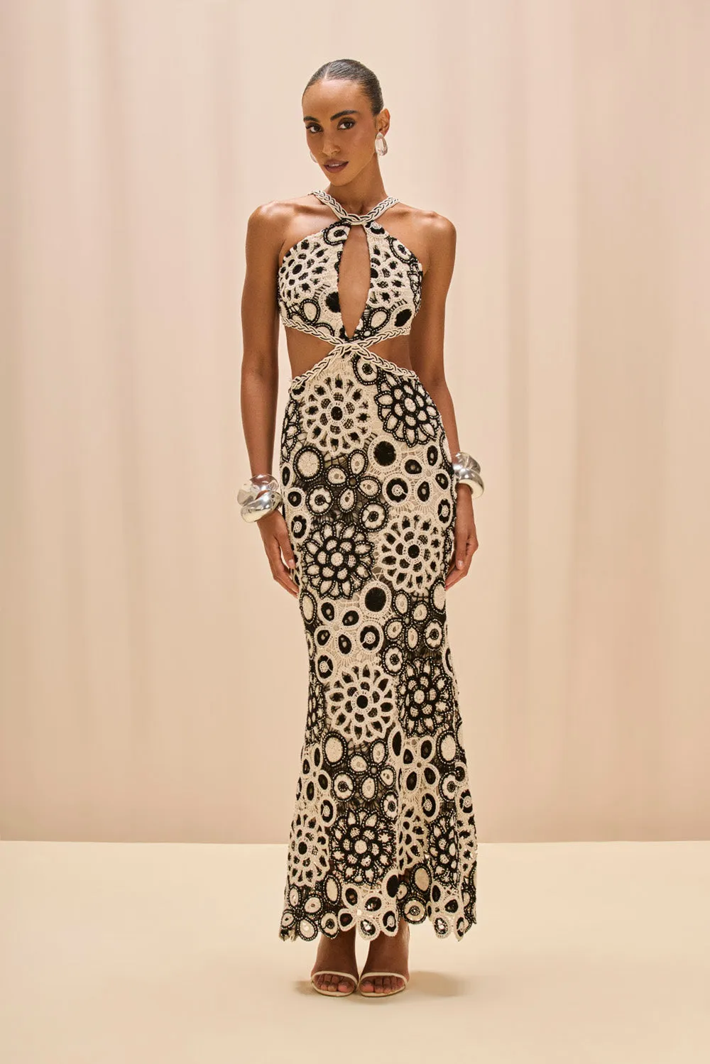CORAL CROCHET MAXI DRESS sold by PatBO