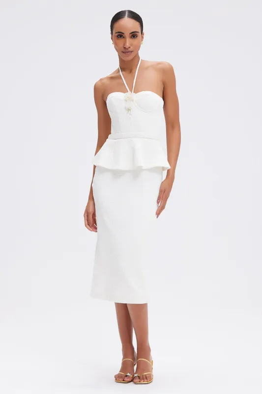 BREEZE JACQUARD CORSET MIDI DRESS sold by PatBO