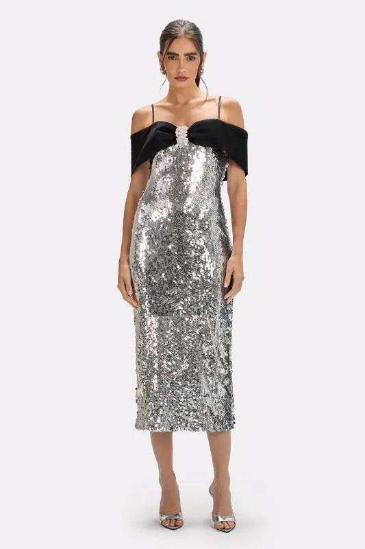 MOONLIGHT SEQUIN MIDI DRESS made by PatBO