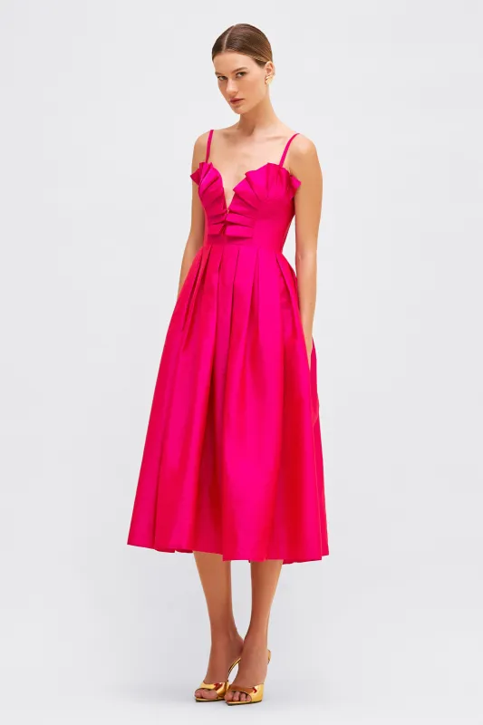 TAFFETA BLOOM MIDI DRESS sold by PatBO