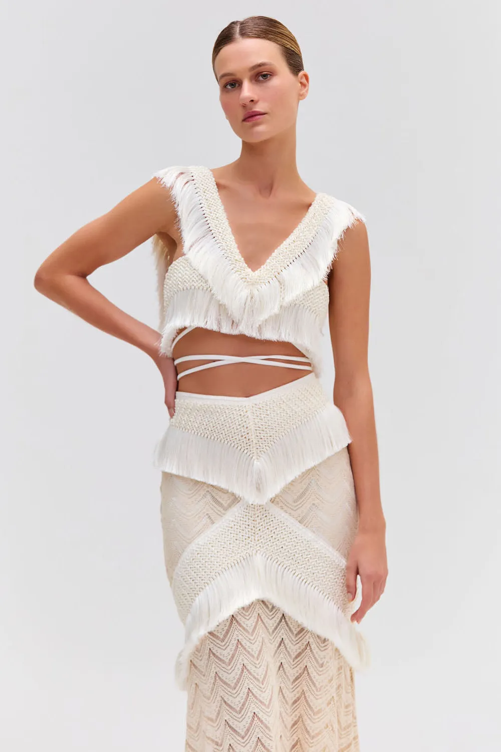 Fringe Trim Maxi Skirt sold by PatBO product image thumbnail 2