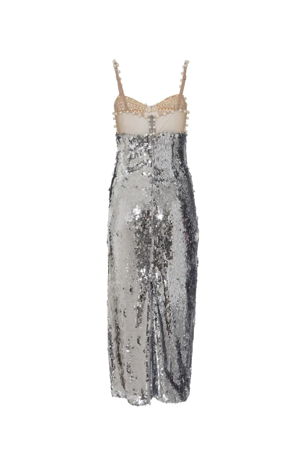 SILVER SEQUIN BEADED MIDI DRESS sold by PatBO product image thumbnail 5