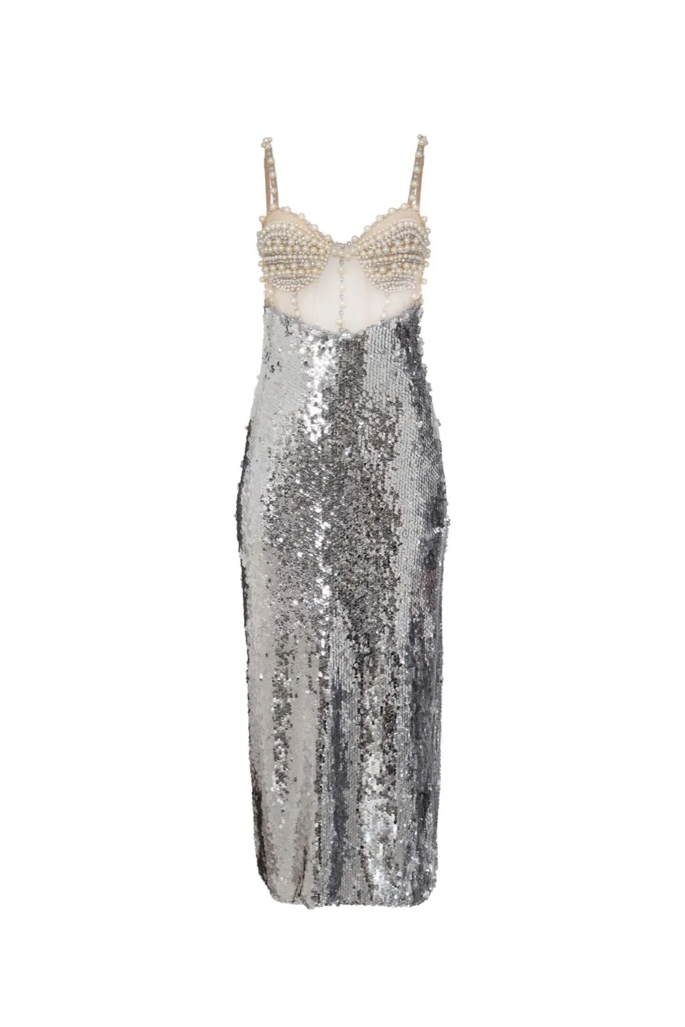 SILVER SEQUIN BEADED MIDI DRESS sold by PatBO product image thumbnail 4