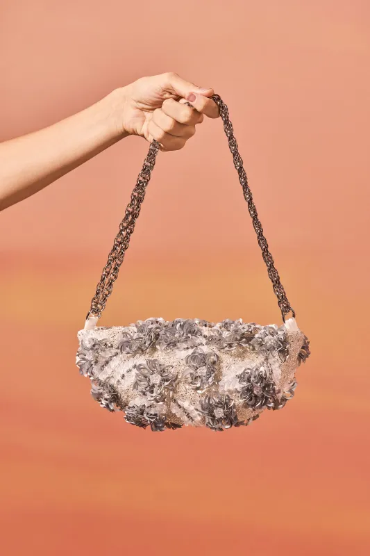 BRUMA COTTON POPLIN BAG EMBROIDERED FLOWERS sold by PatBO