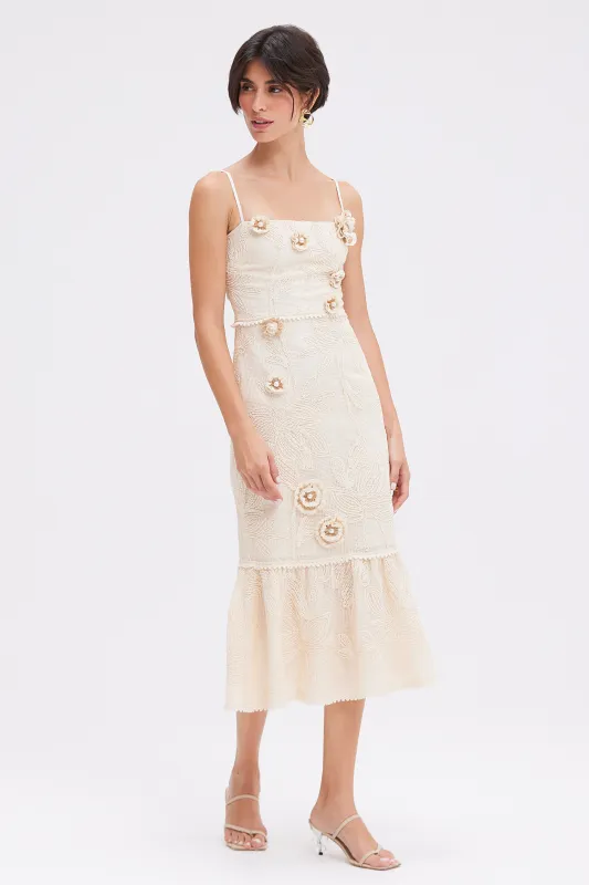 JOY LACE MIDI DRESS sold by PatBO