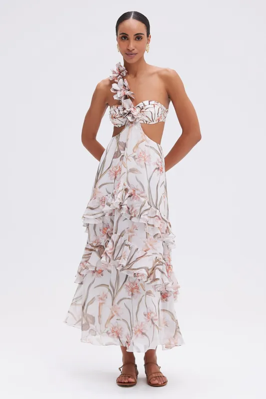 BOTANIC RETRO FLOWER APPLIQUE BEACH DRESS sold by PatBO