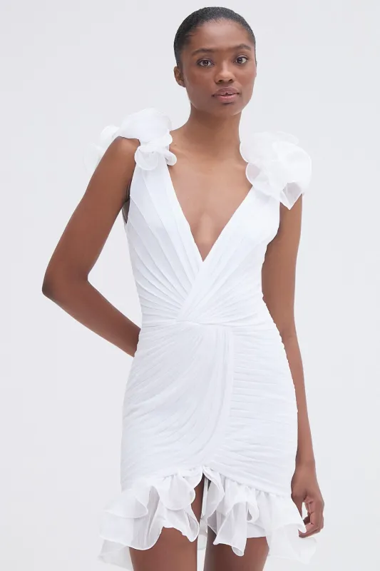 SILK PLISSE FLUTTER MINI DRESS sold by PatBO