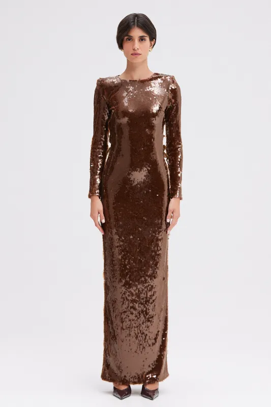 SEQUIN LONG SLEEVE GOWN (RUNWAY) made by PatBO