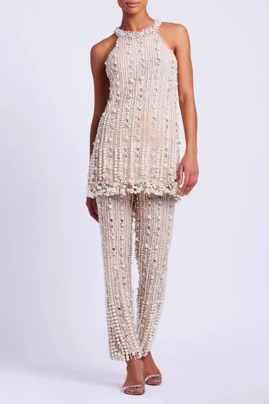 Pearl-Beaded Straight Leg Pant (EXCLUSIVE) made by PatBO