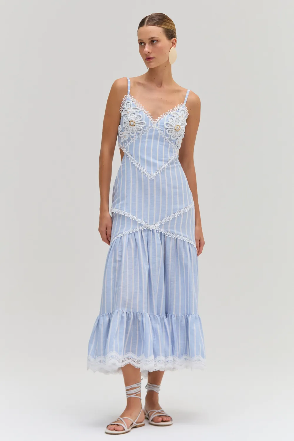 MARINE LINEN CUT OUT MIDI DRESS sold by PatBO