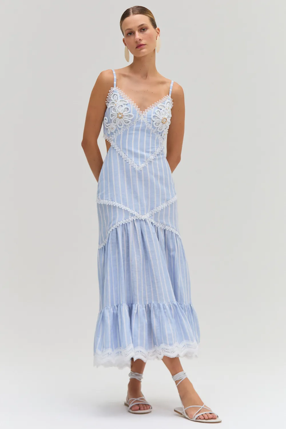 MARINE LINEN CUT OUT MIDI DRESS sold by PatBO product image thumbnail 2