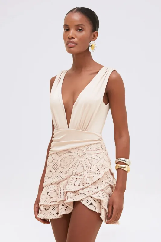 FLOWER CROCHET MINI DRESS sold by PatBO