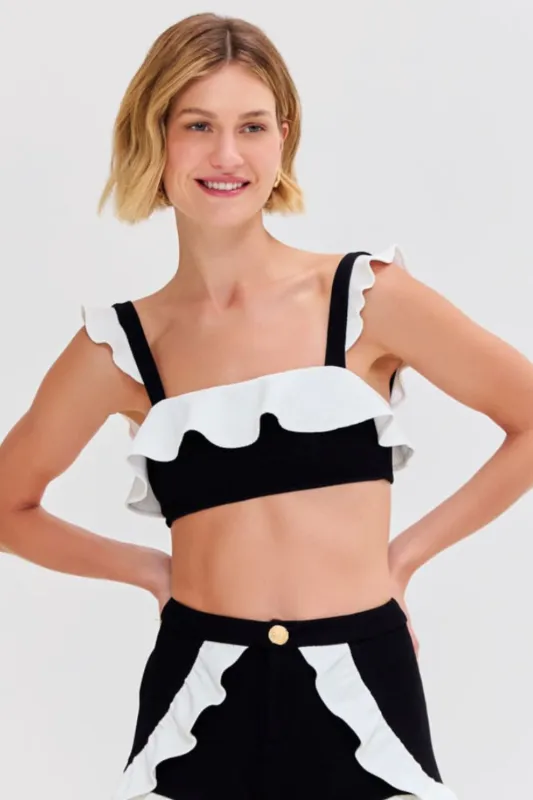 MERIAN KNIT FLUTTER COLOR BLOCK BIKINI TOP made by PatBO