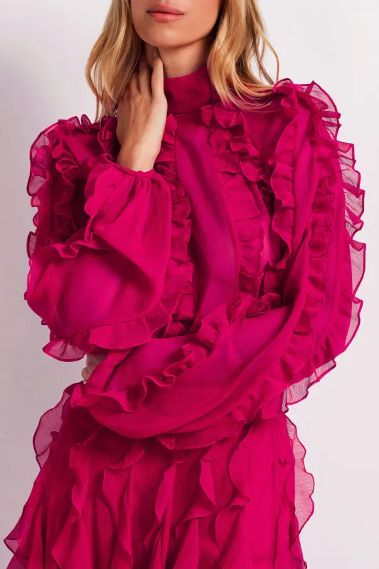 Ruffle High Neck Blouse sold by PatBO
