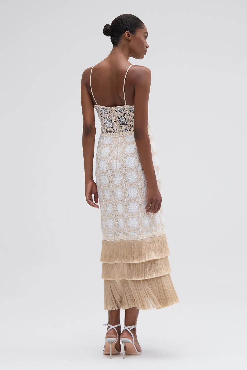 NATURAL CROCHET PLUNGE MIDI DRESS sold by PatBO product image thumbnail 3