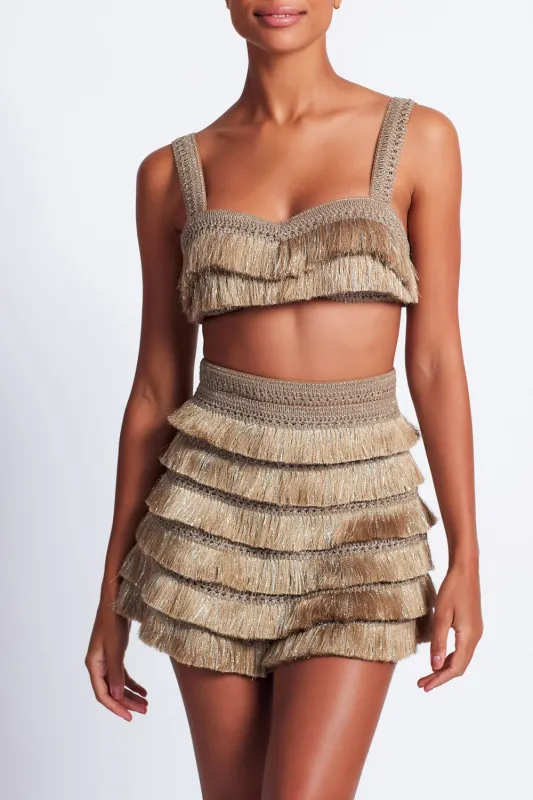 Metallic Fringe Bralette sold by PatBO