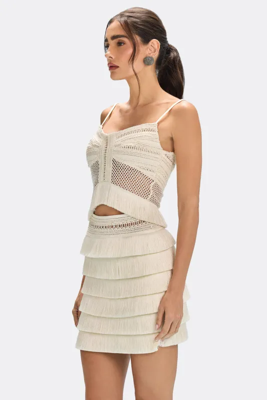 RADIANT FRINGE MINI SKIRT made by PatBO