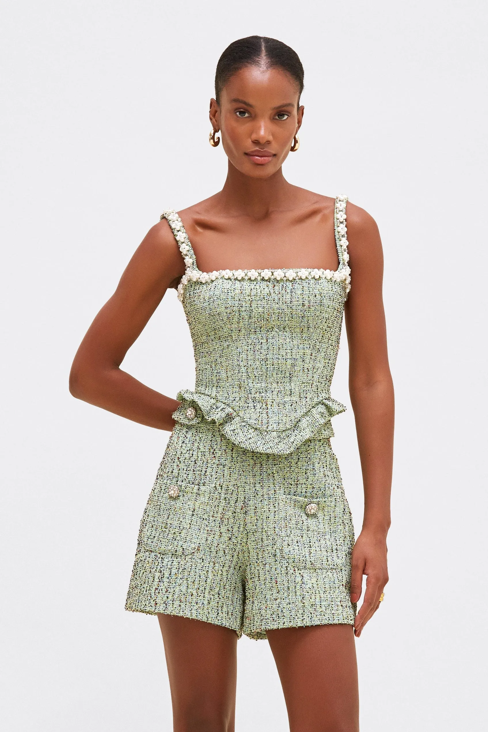 CRYSTAL TWEED SHORT sold by PatBO