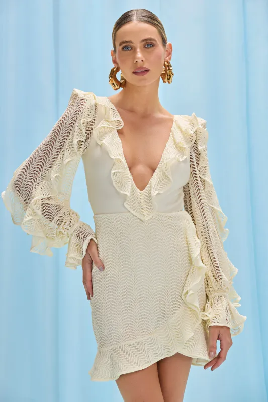WAVE MESH LONG SLEEVE MINI DRESS made by PatBO