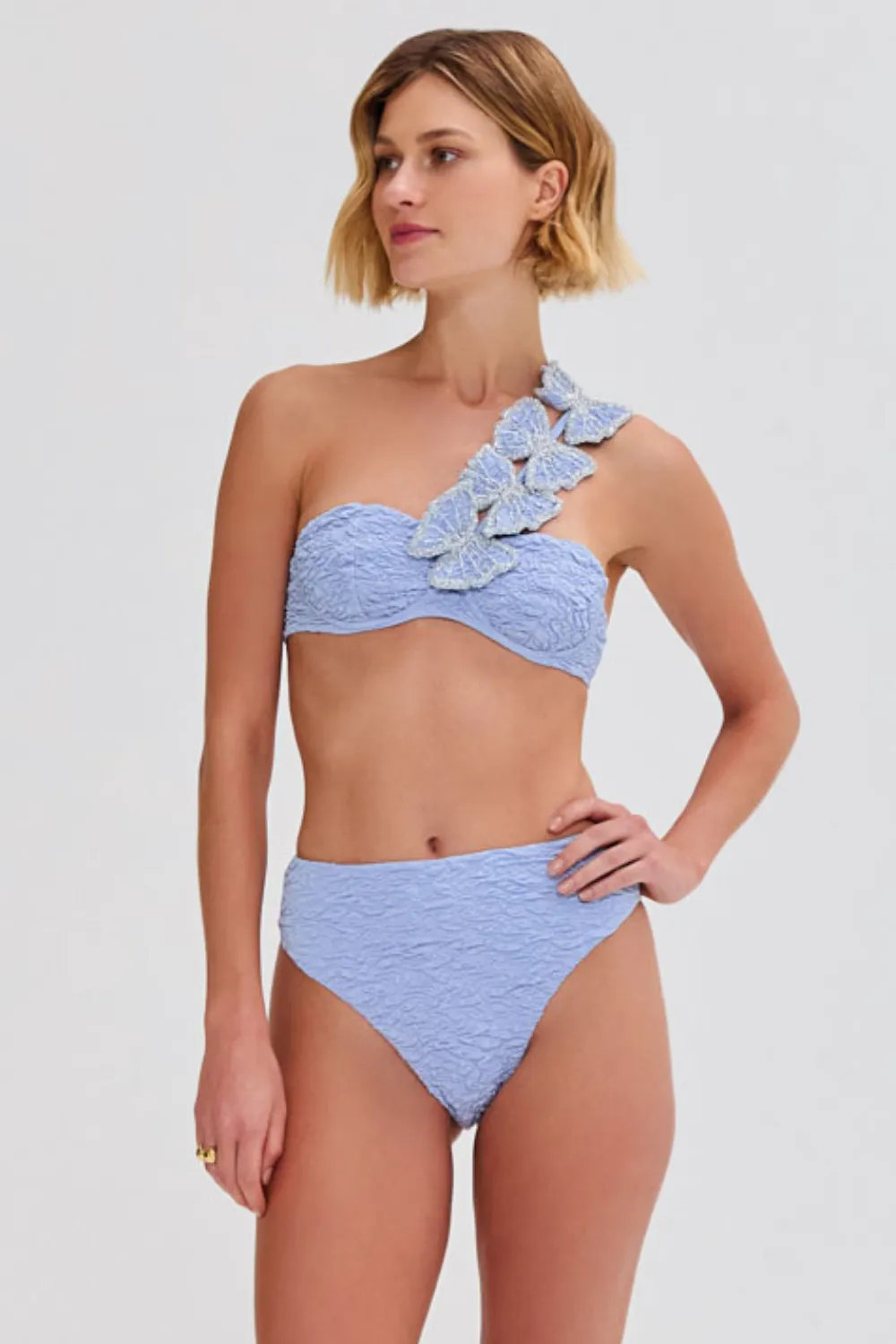 PAPILLON JACQUARD HIGH WAIST BIKINI BOTTOM sold by PatBO