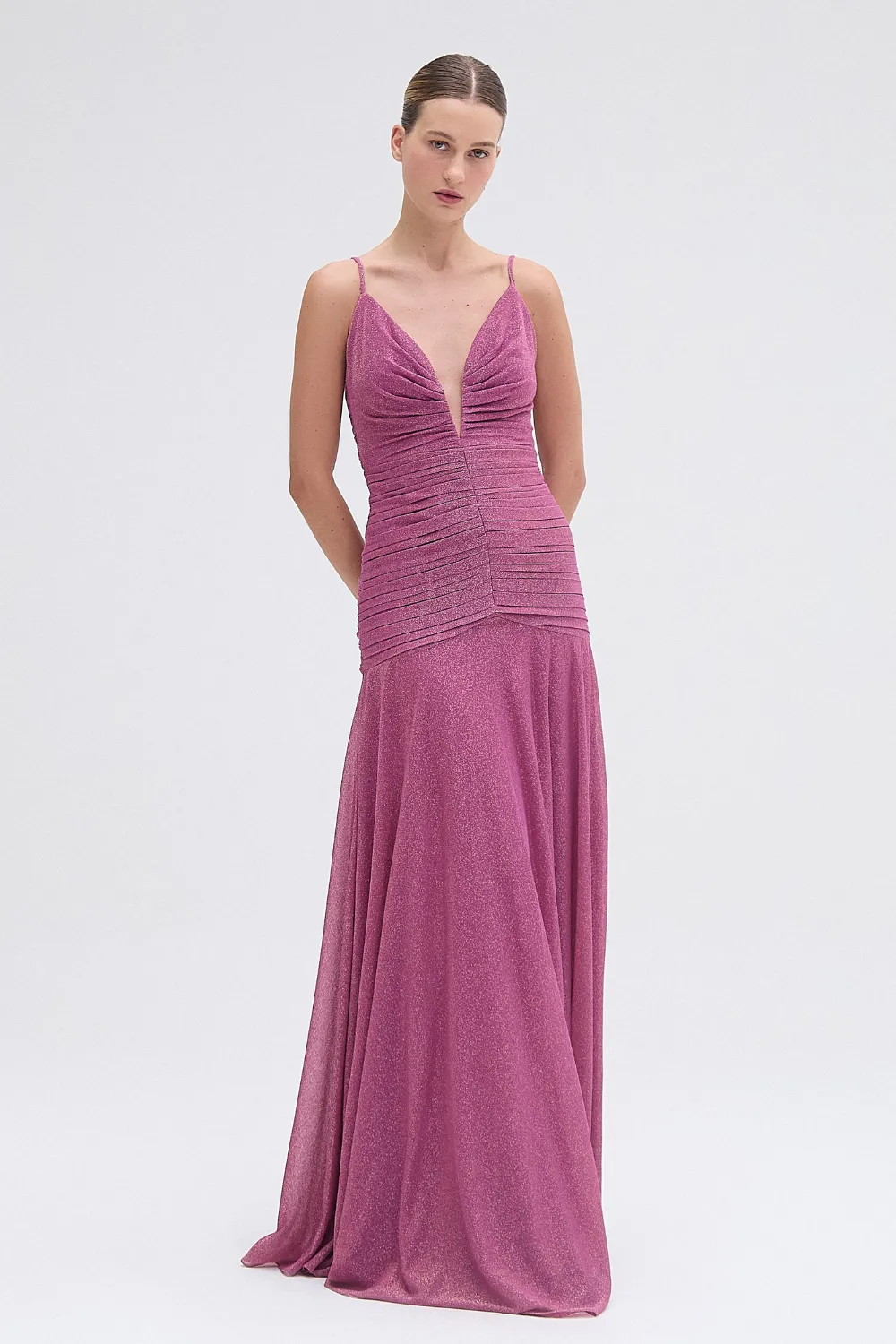 METALLIC PLUNGE GOWN sold by PatBO