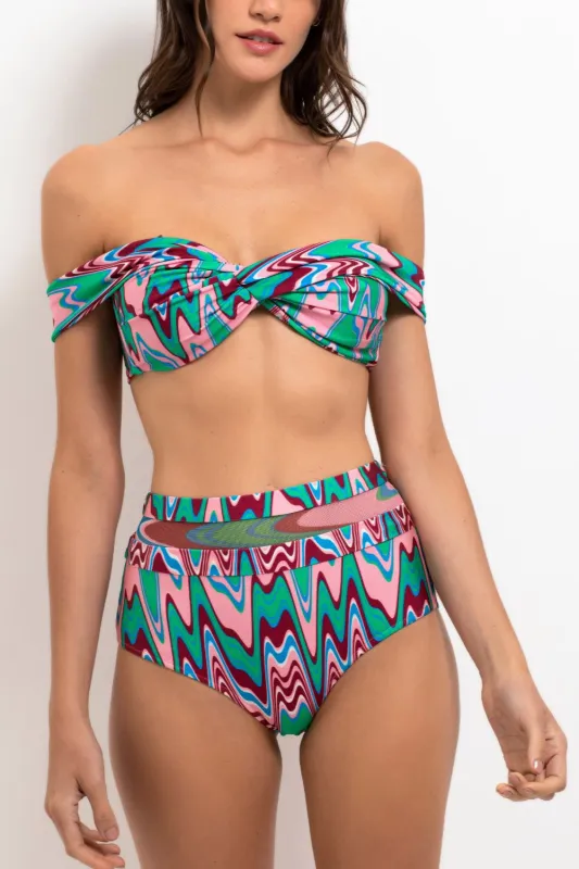 Wave Printed Mesh Bikini Bottom sold by PatBO