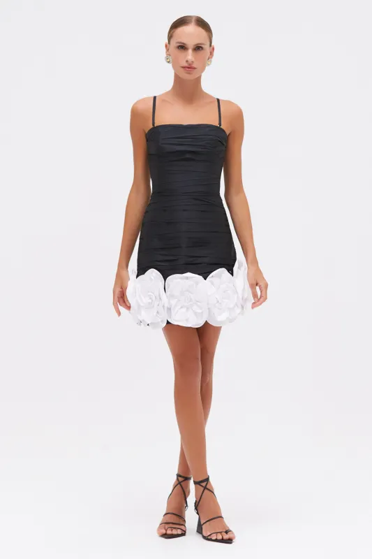 TAFFETA BLOOM DRAPED MINI DRESS made by PatBO