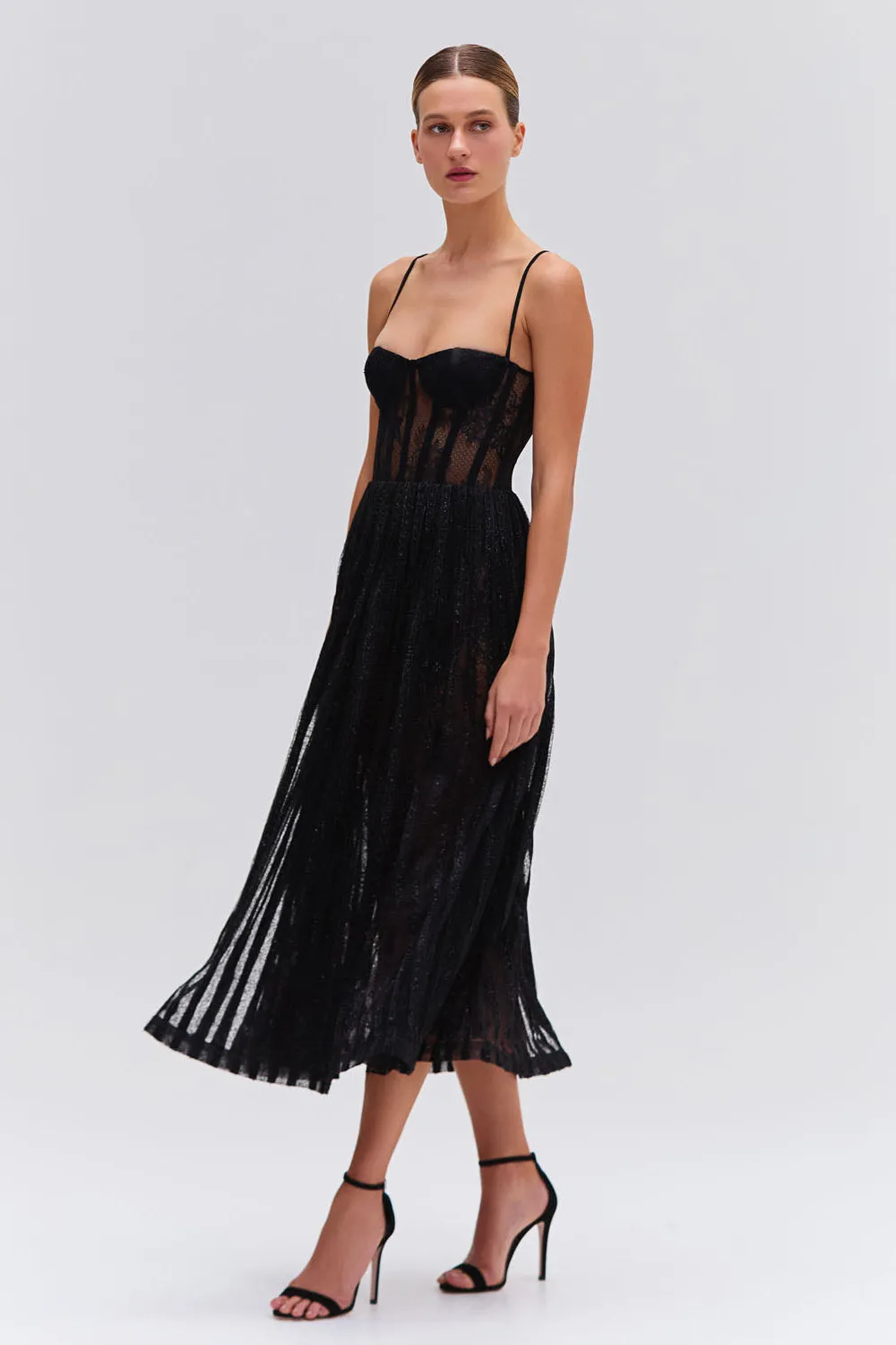 LUREX TULLE BUSTIER MIDI DRESS sold by PatBO product image thumbnail 4