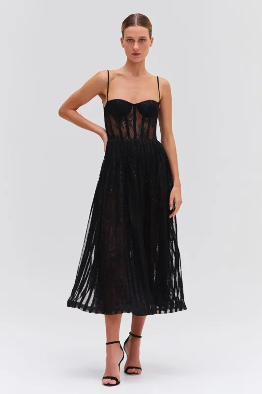 LUREX TULLE BUSTIER MIDI DRESS sold by PatBO